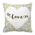 Moderne kussensloop met geel en grijs polkadot hart en Love belettering erop - Kleurrijke Gestippelde Love Hart Stijl (3)