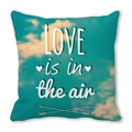 Teal square pillow with clouds and LOVE is in the air text design for Valentine decoration - Sky Cloud Crossed Arrows Style (17)