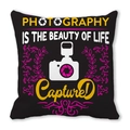 Black peach skin pillowcase with photography life quote and camera icon design - Beauty Of Life Photography Style (11)