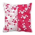 Quadratischer Kissenbezug mit rot-weißen Herzmustern für den Valentinstag aus Pfirsichhaut - Rot-Weißes Herz-Patchwork (4)