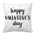 White peach skin pillowcase with happy VALENTINE'S day text and golden hearts - Happy Valentine's Day Text (6)