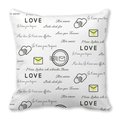 Square peach skin pillowcase with romantic love letters and heart icons in white - Romantic Envelope and Heart