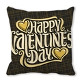 Housse de coussin Saint-Valentin avec motifs de cœur dorés et texte artistique - Style Grille Lettres Or Noir (7)