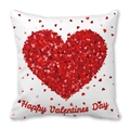 Valentijnsdag kussensloop met een groot hart bestaande uit kleine roze en rode hartjes - Rode Roze Harten Happy Valentine's Day Stijl (4)
