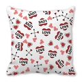Square peach skin pillowcase with red hearts and black LOVE print for Valentines Day - Red Hearts Cupid's Arrow Full Print (14)