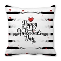 Gestreifter Kissenbezug mit roten Herzen und Happy Valentine's Day Aufdruck - Kräftiger Streifen Urlaubsgruss (Stil 2)