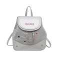 Silver mini backpack with pink IBCMB embroidery and heart pattern patchwork detail - Without Pendant / Silver