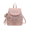 Petit sac à dos rose mignon avec motifs ourson et chaîne métallique pour femme - Avec Pendentif / Rose