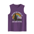 Women's purple forest theme sleeveless tank top with vintage nature graphic print - Purple