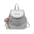 Mini sac à dos gris argenté avec bandoulière chaîne et porte-clés singe en peluche - Avec Pendentif / Argent