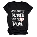 Détail d'un t-shirt de baseball avec graphisme blanc 'My Favorite PLAYER' sur fond noir - Noir (Police Blanche)