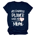Détail du revers de manche du t-shirt bleu marine et texte imprimé 'My favorite PLAYER' - Bleu Marine (Police Blanche)