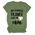 Détail d'un t-shirt vert armée avec motif baseball et texte My Favorite Player - Vert Olive (Police Noire)