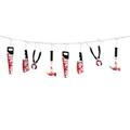 Ghirlanda di strumenti insanguinati di Halloween con seghe e mannaie per feste horror - Stile Classico di Striscione con Coltelli Insanguinati (血刀一套8把)