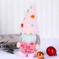Close-up of Mother's Day gnome plush holding a pink heart with 'I Love You Mom' text - Pearl Flower Male Style (I Love You Mom)