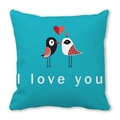 Cyan peach skin pillowcase featuring abstract birds, a red heart and I love you text - Cyan Abstract Birds (17)