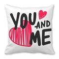 Federa in lino bianco con scritta YOU AND ME e cuori rossi per San Valentino - YOU AND ME (12)