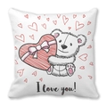 White heart teddy bear pillow cover with I love you text for Valentine gift - Teddy Bear with Red Heart (18)