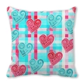 Pink and blue plaid peach skin throw pillow case with spiral heart pattern - Scottish Tartan Heart Style (10)