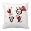 Square peach skin pillowcase with floral LOVE lettering and elegant botanical prints - Floral Art LOVE (19)