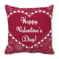 Housse de coussin rouge avec motif coeur floral et texte Happy Valentine's Day - Style Fond Rouge Fleur Blanche Happy Valentine's Day (5)