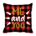 Vierkante kussensloop in rood-zwart ruitpatroon met ME and You tekst bedrukking - 45x45cm / Rood Zwart Geblokte Me and You Stijl (11)