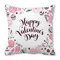 Housse de coussin en peau de pêche avec cupcakes Happy Valentine's Day et cœurs roses - Style Collection Éléments de Fête (9)