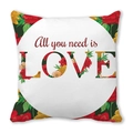 Green floral LOVE pillowcase with All You Need Is Love text on white background - 18x18 Inch / Dark Green Floral Quotes (17)