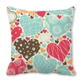 Square pillowcase featuring vibrant pop art hearts with geometric patterns and dots - Multicolor Geometric Pop Heart Style (11)