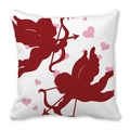 Square peach skin pillowcase with red Cupid and pink hearts for Valentine decor - Red Cupid Silhouette Style (3)