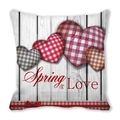 Spring and Love peach skin pillowcase featuring heart patterns on white wood background - 18x18 Inch / White Wood Ribbon Bowknot (19)