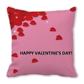 Roze Valentijnsdag kussensloop met rode rozenblaadjes en Happy Valentine's Day tekst - Roze Rozenblaadjes (1)