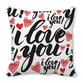 White peach skin pillowcase with I Love You text and red hearts for Valentines - Handwritten i love you (7)