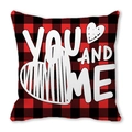Rood en zwart geblokte kussensloop met You and Me hartjesprint voor Valentijnsdag - 45x45cm / Rood Zwart Geblokte You and Me Hart Stijl (12)