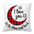 Housse de coussin blanche avec lune à carreaux et message I love you to the moon - Slogan Moon Manuscrit avec Lune à Carreaux (22)