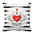 Valentine Peach Skin pillowcase with black stripes, red winged heart and crown design - Stripe Winged Crown Heart (Style 5)