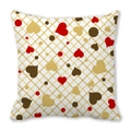 Square peach skin pillowcase with yellow grid and colorful hearts for Valentine's Day - Yellow Diagonal Mesh Heart Style (12)