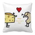 Witte kussensloop met Happy Valentine's Day kaas en macaroni cartoon opdruk ontwerp - Macaroni en Kaas Cartoon (2)