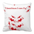Perzikhuid kussenhoes met gevleugelde rode harten en I benlieve I can fly tekstprint - 45x45 cm / Gevleugeld Rood Hart (1)