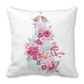 Pink Valentines Day peach skin pillowcase with watercolor floral cake and birds print - 45x45cm / Birds Cake Heart