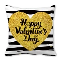 Housse de coussin rayée Saint-Valentin avec cœur doré et texte Happy Valentine's Day - Style Cœur Doré Rayé Happy Valentine's Day (7)