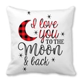Housse de coussin blanche avec motif I love you TO THE MOON & back et lune rouge - Texte Moon & Back avec Lune Divisée (23)