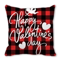 Rood en zwart geblokte kussensloop voor Valentijnsdag met Cupido en hartjesontwerp - 45x45cm / Rood Zwart Geblokte Cupido Silhouette Stijl (13)
