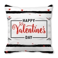 Valentine's Day pillowcase with black stripes and red hearts on white peach skin fabric - Stripe Heart Square Border (Style 6)