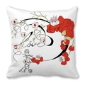 White peach skin pillowcase with floral letter D and Love text for Valentine's Day - Artistic Letter D With Floral Style (5)