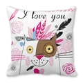 Happy Valentine's peach skin pillowcase with artistic cat and I love you text design - 45x45cm / Asymmetric Color Block Illustration Cat Style (19)