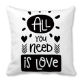 White peach skin square pillowcase with black All You Need Is Love hand-drawn print - All You Need Is Love (11)