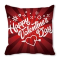 Housse de coussin rouge de la Saint-Valentin avec texte Happy Valentine's Day et cœur - Style Flèche Radiale à Travers le Coeur Rouge Foncé (11)