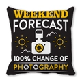 Black peach skin pillow cover with yellow Weekend Forecast Photography print design - Weekend Forecast Photography Style (16)