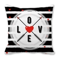Striped Valentine peach skin pillowcase with LOVE lettering and red heart design - Stripe Letter LOVE Design (Style 7)